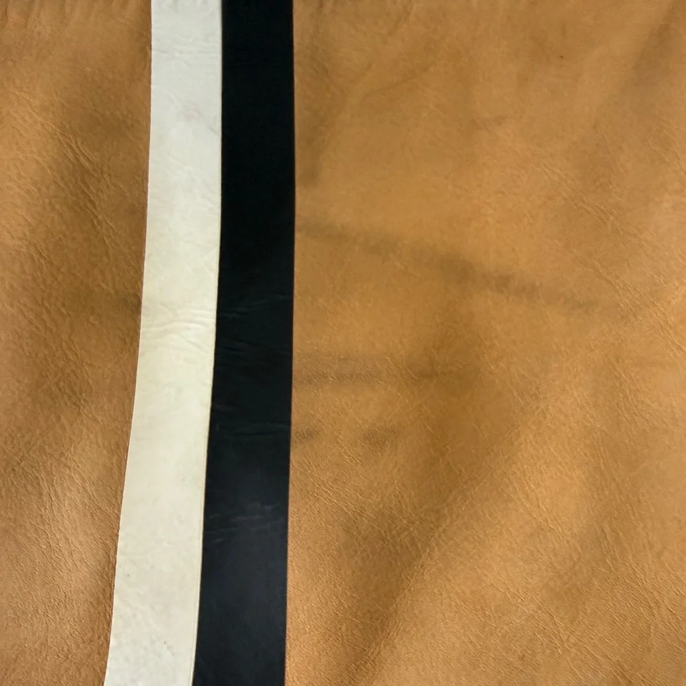 Clare V Tan Leather Flat Clutch (with Black and White Stripe) with tabs - Picture 3 of 6